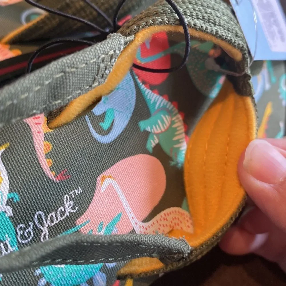 Kids Little Boy Dinosaur Flip Flops Green Size L (9/10)